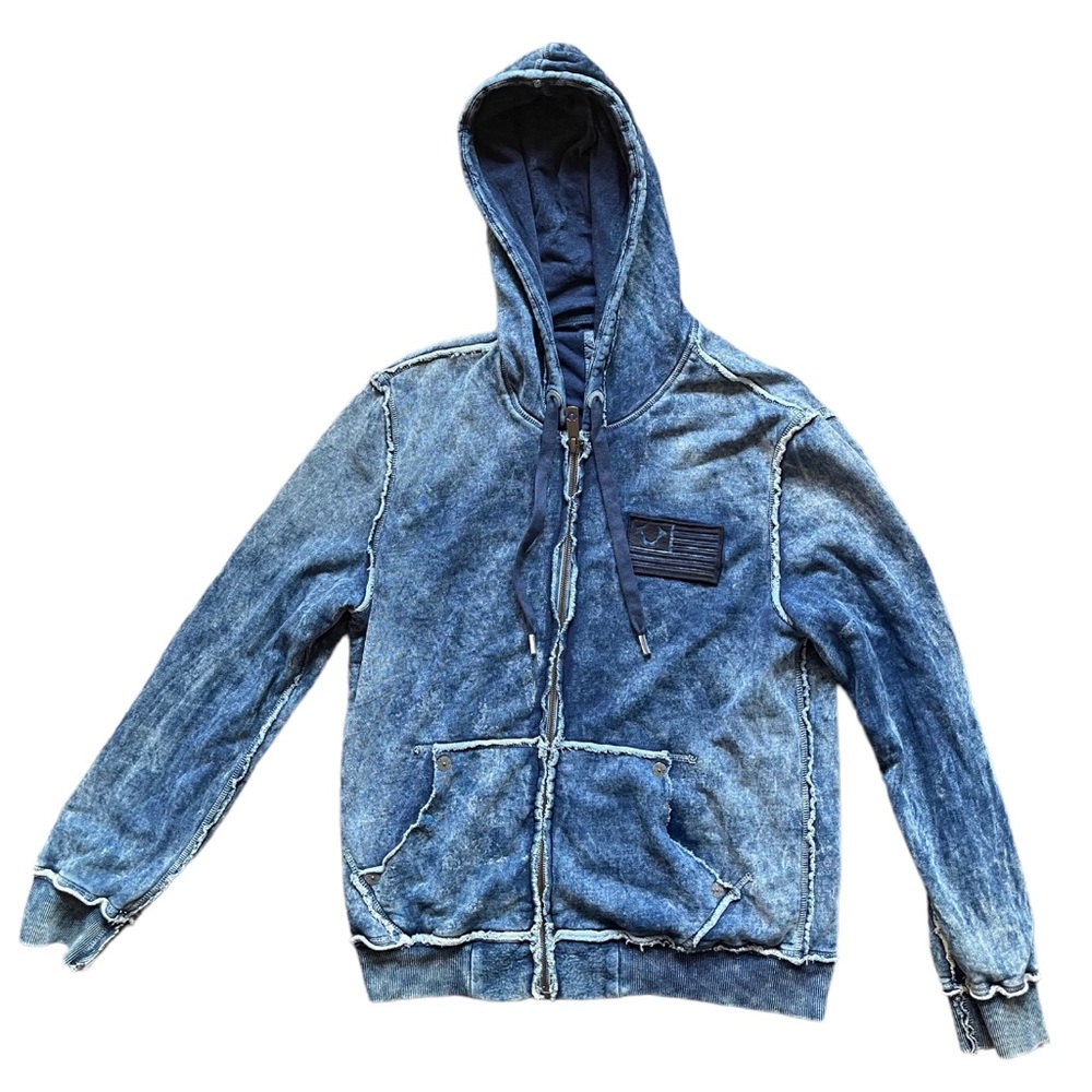 True Religion Denim Vintage Zip Up Hoodie